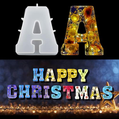 EPODA Resin Letter Moulds,3D Large Alphabet Silicone Molds,Large Letter Epoxy Molds,DIY Resin Casting Letter Moulds for DIY Crafts,Home Party Decoration,Birthday Wedding Party,Candle Wax(A)