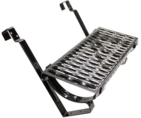 Decket Laufrost für Dach & Schornstein, Set Typ L mit Dachtritt, Haltern | Befestigungen & Befestigungsschrauben; Trittfläche für Dacharbeiten; Laufgitter; 60 cm Länge; Schwarz