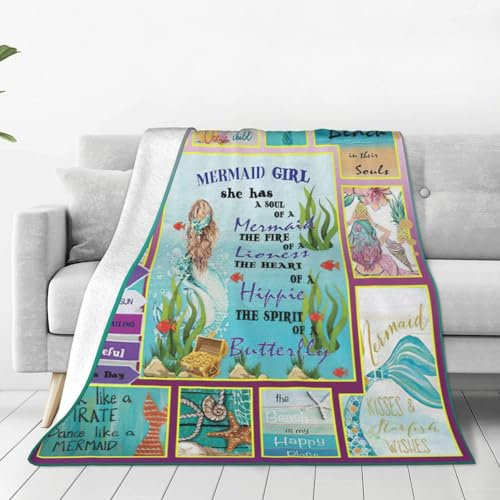 Meerjungfrauen-Decke, Meerjungfrauen-Überwurf, Decken, Meerjungfrau-Liebhaber, Geschenke, Meerjungfrauen-Dekoration, weich, gemütlich, Fleece, warm, Flanell-Bettwäsche, Decke für Mädchen, Kinder,