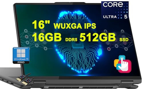Lenovo Yoga 7 16 2-in-1 AI PC Laptop | 16 WUXGA Touch | Intel 12-core Ultra 5 125U (>i7-1335U) | 16GB DDR5 512GB SSD Backlit Fingerprint Thunderbolt FHD Camera Win11Pro w/DLCA Accessory