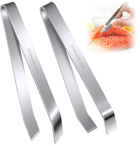 2 Pezzi Fish Bone Pinzette Pinza Pesce Spine Pinzette per Ossa Pinzetta per Pesci in Acciaio Inox Pinze Piatte e Oblique per La Rimozione di Ossa di Pesce ed Estrazione di Piume di Pollo
