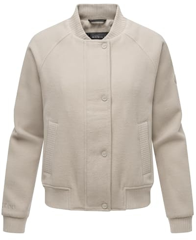 MARIKOO Damen Blousonjacke leichte Übergangsjacke in Woll-/Fleece-Optik Zunaa 16 Bone Gr. M
