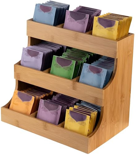 CXAFQ Portacaffè In Legno Di Colore Originale, Dimensioni 27*17*24cm, Porta Tisane, Organizer Caffe, Multi-Strato, Adatto Per Conservare Bustine Di Tè, Foglie Di Tè, Caffè e Articoli Di Cancelleria