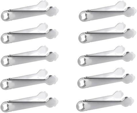 Pinzas para Hielo y refrescos - Abridor refrescos todo en uno - Servir cubitos de hielo y alimentos en cocinas, bares, pub y restaurantes - Uso doméstico y profesional - Preparar coctel (10 unidades)