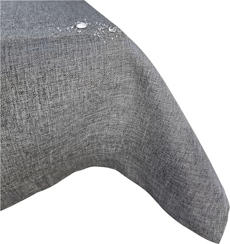 Abwaschbare Fleckenabweisende Leinenoptik Tischdecke (Grau 130x160cm Eckig) hohe Stoffdichte GSM240g/m² Fleckschutz Lotuseffekt Wasserabweisende Kratzfeste Tischdecken Eckig/Oval/Rund viele Größen