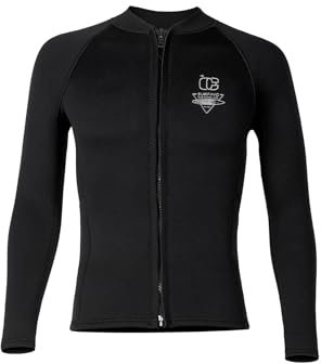 Yruioon Herren Neoprenanzug Jacke 3mm Neopren Jacke mit Reißverschluss Langarm Rashguard für Tauchen Surfen Schwimmen Schnorcheln A Schwarz XXL