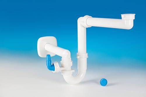 Sifone Spazio 1 per lavelli ad 1 vasca con Glu-Glu Stop Domestico tee anti-rumore per silenziare scarico Lavastoviglie/Lavatrice