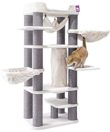 Petrebels Kratzbaum XXL, Panorama 185, Maine Coon Kratzbaum für große Katzen, Farbe Off-White