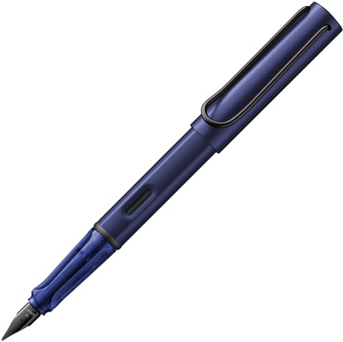 Lamy AL-star dark dusk Füller – Füllhalter mit ergonomischem Griff & polierter Stahlfeder in Strichbreite M – leichtes Aluminiumgehäuse – inkl. Tintenpatrone T 10 blau – Rechtshänder