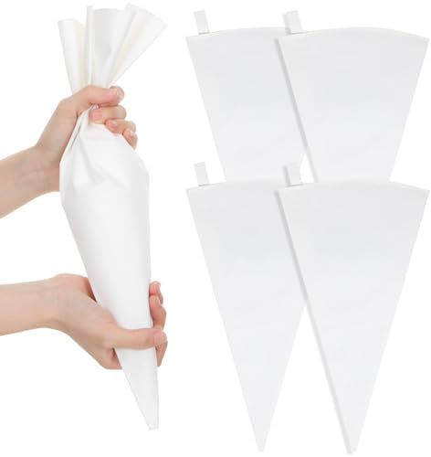 Classicseali 5pcs Piping Bags Reusable, Large Piping Bags 40cm/16 Inch, White Cloth Cake Decorating Bags for Frosting, White Hangable Piping Bags