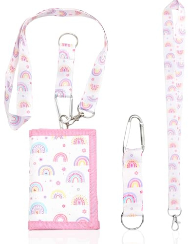 1 portefeuille à trois volets pour filles et garçons, sac à main pour adolescents, enfants, joli motif de football arc-en-ciel, sac à main pour adolescents avec poche zippée pour pièces de monnaie
