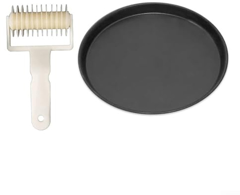 ReachMall Non-Stick Pizza Pan Set, Round Carbon Steel Pizza Trays For Oven, 6-10in Pizza Tray With Roller For Oven Flatbread Family Meals(8inch)