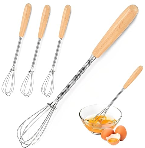JYNXOR Mini Fouet,Lot de 4 Fouet Cuisine,Petits Fouets en Acier Inoxydable,Fouets Robuste,Petit,pour Faire Mousser,Remuer la Crème et Fouetter