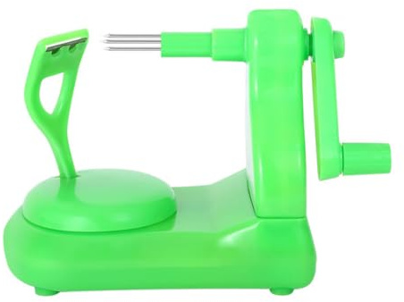Toyvian Pelador de Frutas Manual Verde con Diseño Antideslizante Práctico y Compacto para Cocina Pelador de Manzanas y Hortalizas Fácil de Usar Recogedor Incluido Herramienta Segura y