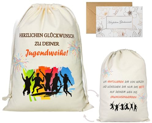 Seutgjie Jugendweihe Geschenktüte mit Grußkarte Geschenkverpackung Jugendweihe Geschenkideen Junge Mädchen