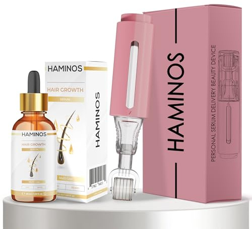 HAMINOS Hair Growth Pack: Derma roller 0,5 mm mit Tank + Hair Growth Serum 50 ml