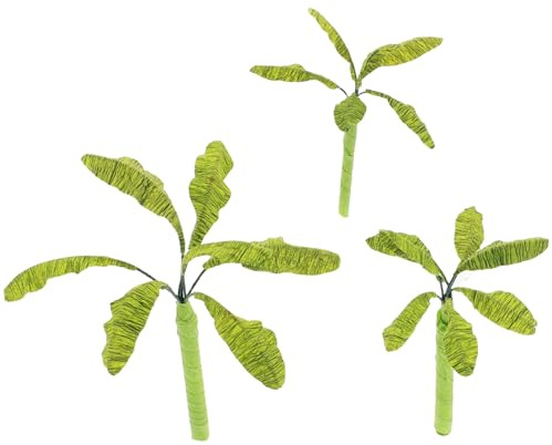 Homoyoyo Lot de 3 Bananiers Miniatures Réalistes pour Maquettes Architecturales, Décorations Micro-Paysage, Hauteur 5-7-9 Cm, Plantes Artificielles Décoratives pour Loisirs Créatifs