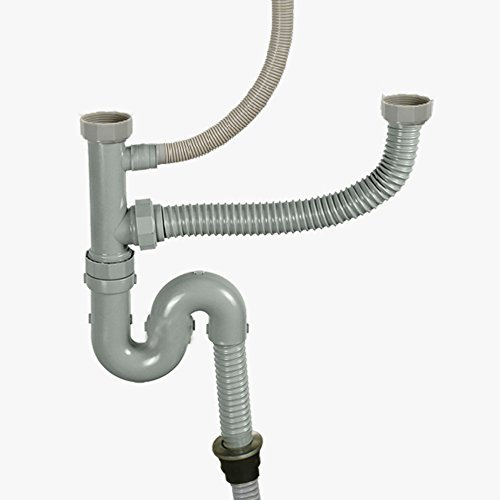 talea cucina doppio tubo di drenaggio per lavello 1 1/2 kit con troppopieno 42 mm