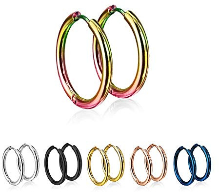 Treuheld® | Runde Creolen Ohrringe aus Edelstahl | 6 Farben