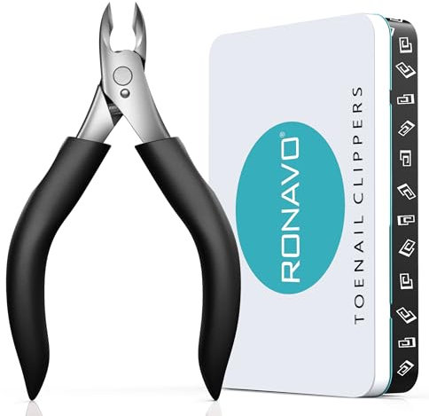 RONAVO Profi Zehennagelknipser für extrem dicke & eingewachsene Nägel – Starker Edelstahl, extra breite Schneidöffnung, langer rutschfester Griff. Ideal für Senioren, Diabetiker und Männer.