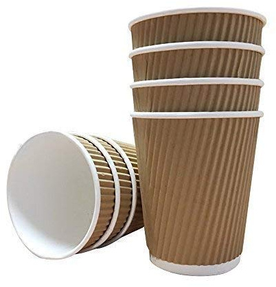 We Can Source It Ltd - 50 x 12oz Ripple Brown Kraft Paper Cups - Strong 3-PLY Disposable Insulated Coffee Cups - Leak-Proof Recyclable Drinking Cups for Hot Drinks, Tea, Coffee and Beverages