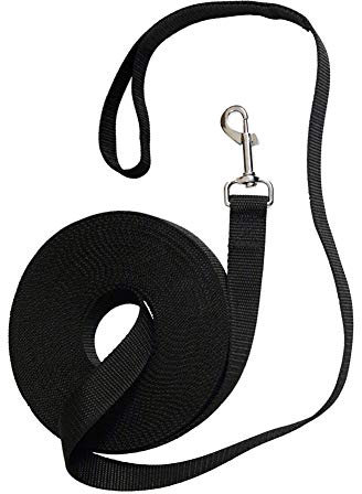 Schleppleine 10m für große Hunde, Extra - Lang Laufleine Hundeleine mit Handschlaufe, Langlaufleine, schwarz