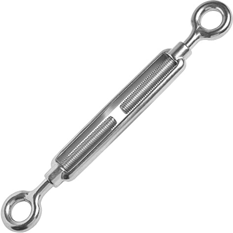 HEAVYTOOL Spannschloss 12mm (2 Stück) mit offener Form A Auge/Auge Edelstahl V4A AISI 316 Spanner Zugspanner Spannglied Spannelement Turnbuckle