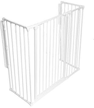 Safetots Extra Hoher MehrPanel Kaminschutzgitter, 51cm Tief x 118cm Breit, Weiß, 105cm Hoch, Kind und Haustierschutz vor Feuer, Baby und KleinkindFeuerschutz, Sicherheitsbarriere für Kamine