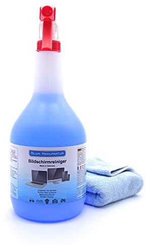 Blum - 1000ml Bildschirmreiniger Displayreiniger + Mikrofasertuch 30x30 cm - Absolut streifenfreie Reinigung Aller Bildschirme und Displays.
