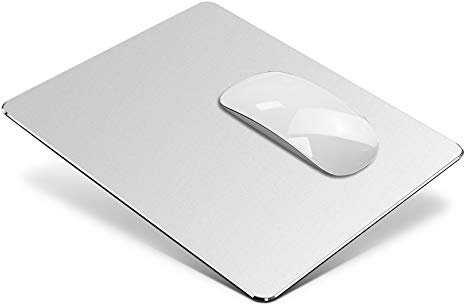 VAYDEER Metall Mauspad Aluminium Mousepad doppelseitig verfügbares Design, Hartes Mouse Pad Mat Padwasserdicht für Spiele und Büro (Mittel, Silber, 24x20 cm)