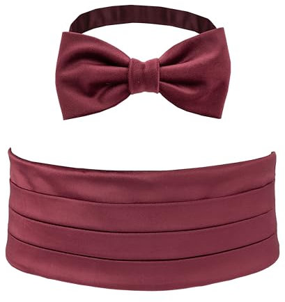 Remo Sartori – Set Kummerbund und Geknotete Fliege aus Samt, Einfarbig, Verstellbar, Made in Italy, Herren (Bordeaux, von 90cm bis 110cm)