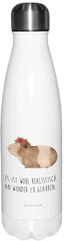 Mr. & Mrs. Panda Trinkflasche Meerschweinchen Weisheit - Geschenk, trinkflaschen, Wunderland, Spruch, Lustige Sprüche, Motivation, Thermos, isolier, thermosflaschen, Thermosflasche, Wunder, Edelstahl