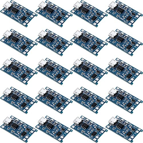 20 Pieces Charging Module Battery Charging Board with Battery Protection BMS 5V Micro USB 1A 186 50 Charge Module