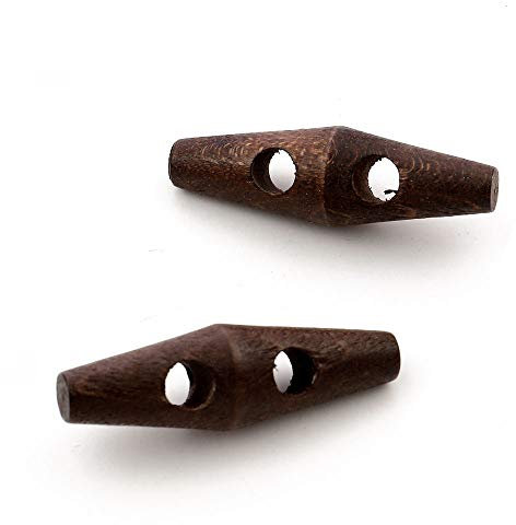 Knebelknopf, 45 mm, Zweiloch-Holz, SP-2748, Dunkelbraun, 6 Stück