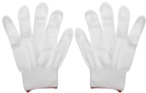 JanJean Nylon Working Gloves Stretchy Full Finger Labor Gloves Safety Grip Protection Work Gloves Gardening Warehouse Work Mitten for Men Women White 6 Pairs
