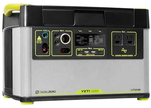 Goal Zero Yeti Portable Power Station - Yeti 1500X w/ 1,516 Watt Hours Battery Capacity, USB Ports & AC Inverter - Rechargeable Solar Generator for Camping, Travel, Outdoor Events, Off-Grid & Home Use