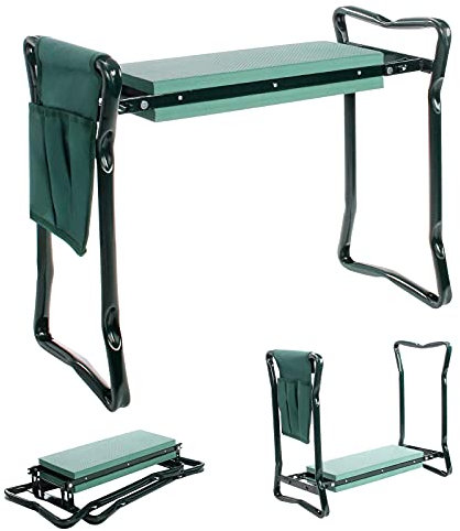 Todeco Banc Agenouilloir de Jardin, Repose Genoux avec Sac à Outils, Genouillère et siège de Jardin Pliable, Tapis de Pelouse et Coussinets Doux pour Genoux de Jardinage pour Personnes âgées