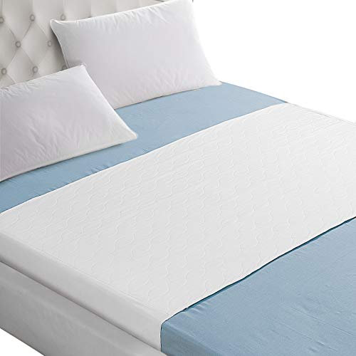Waschbar Bettunterlage Inkontinenzauflage mit Biesen - Wasserdicht Matratzenauflage Wiederverwendbar Unterlage für Inkontinenz & Blasenschwäche (86 x 132 cm)