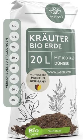 Kräutererde Bio 20 L | Lockere Erde für Kräuterpflanzen Mit Wurzelaktivator | Kräuter Erde Für Aromatische Kräuterpflanzen