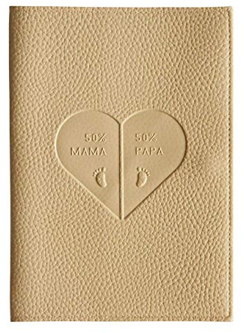 Mutterpasshülle mit Prägung 50% Mama Papa teilweise in gold veredelt, Mutter-Kind Pass, Organzier, Ultraschallheft (Beige)