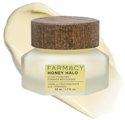 Farmacy Ceramide Face Moisturizer - Honey Halo Ultra Hydrating Facial Moisturizer with Buckwheat Honey + Ceramides - Helps Restore Barrier + Replenish Dryness - Plumping Skin Care for Dry Skin (50ml)