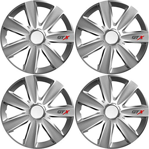 Versaco Car Wheel Trims GTXCARBON17 - Silver 17 Inch 7-Spoke - Boxed Set of 4 Hubcaps - Includes Fittings/Instructions