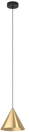 EGLO Pendelleuchte Narices, 1 flammige Hängelampe, minimalistisch | Hängeleuchte aus Metall in Messing-Gebürstet, Gold, Schwarz, Esstischlampe, Wohnzimmerlampe hängend mit E27 Fassung
