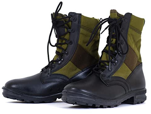 Original Bundeswehr Dschungelstiefel für Herren - BALTES Schwarz/Grün Herren Militär Stiefel - Leder Combat Boots Herren, schwarz, 42 EU