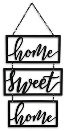 SKASEN® Tür Deko aus Metall, Wanddeko für Wohnzimmer, Hauseingang, Balkon, Terrasse, Türschild, 59x29cm, Inkl. Befestigungsmaterial, Wanddekoration HJEMME