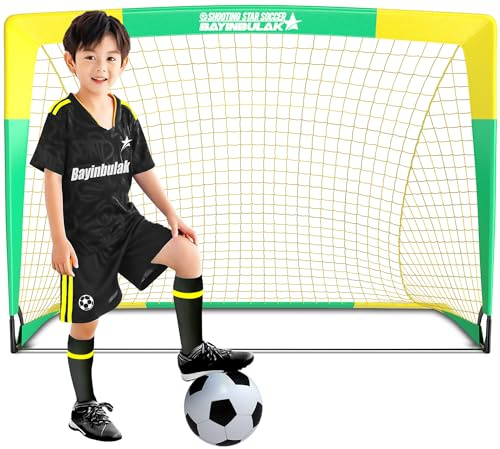 BAYINBULAK Pop-Up Football Goals –3x2.2FT Mini Foldable Garden Nets with Carry Bag | Great for Outdoor Play & Holiday Gifting