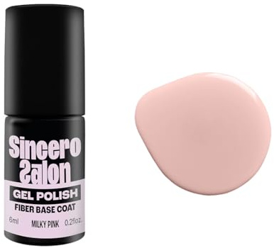 SINCERO SALON Fiber Base Gel mit Fiberglas Milky Pink – Aufbauender Base Coat für Gelnägel – Nagelverstärkung & Schutz für dünne und beschädigte Nägel – Selbstnivellierend – UV LED Gel Nagellack – 6ml