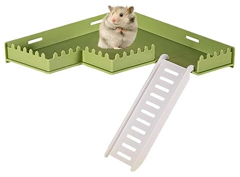 Lambo Hamsterkäfig-Plattform - Sicheres PVC-Spielstudio mit Leiter - Lebensraum-Zierplattform für Eichhörnchen, Hamster, Streifenhörnchen, Igel, Rennmäuse, Chinchillas, Papageien