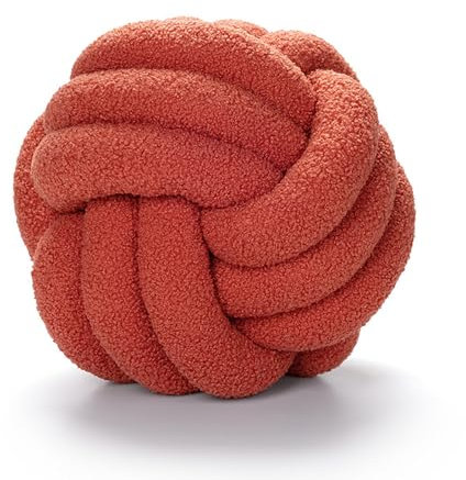 PTKG Knotenkissen Rundes Kugelkissen, Lamm Samtsofa Knoten Ball Kissen Heimdekoration Kissen Handarbeit geknotetes Wurfkissen für Couch Bett Auto Büro,A4,28cm