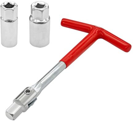 JNNJ Set of 3 Spark Plug Wrench, T-Handle Stainless Steel Silicone Spark Plug Removal Wrench Tool, Universal for Car and Motorcycle